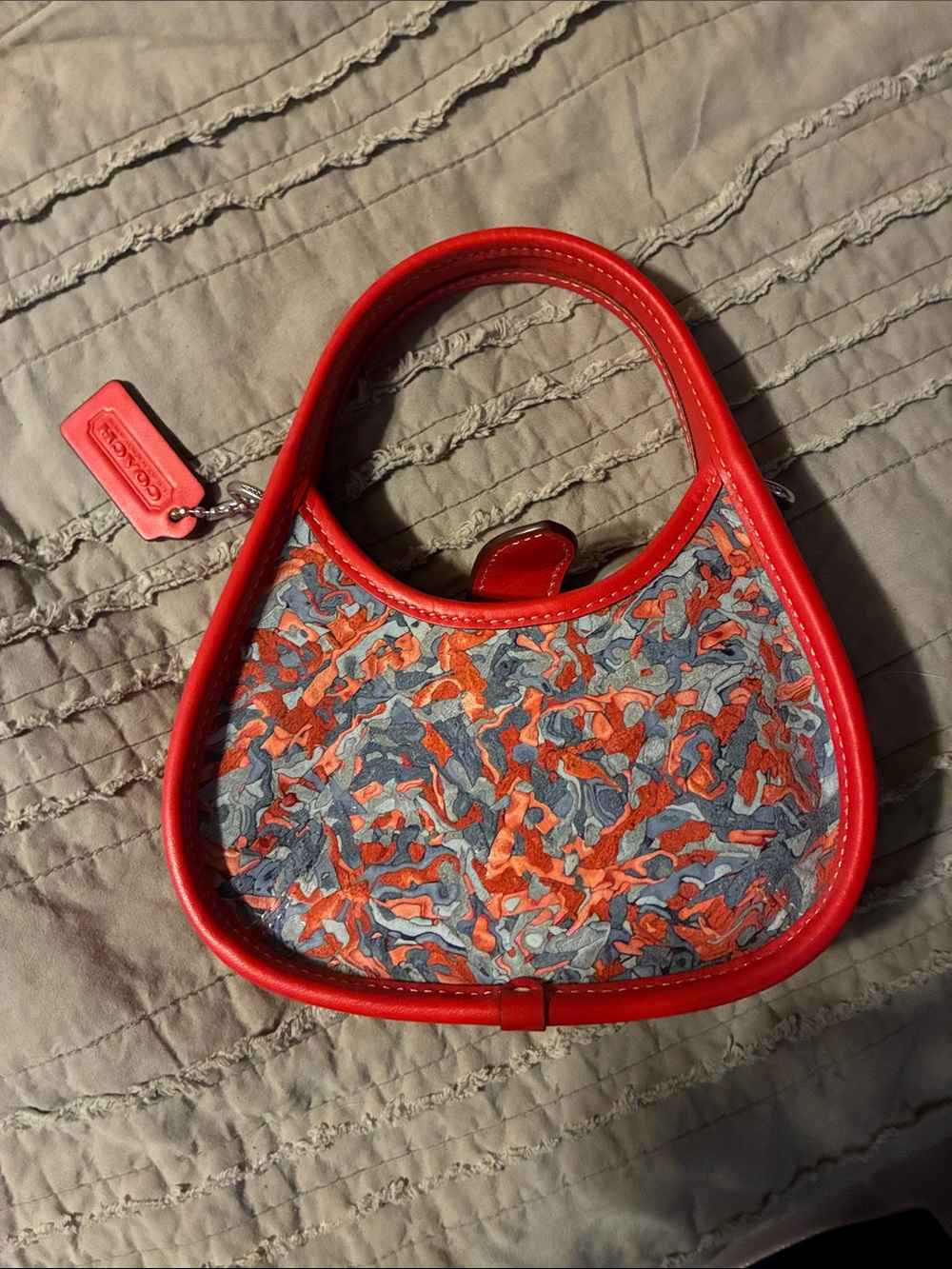 Coach Red Trim Multicolor Abstract Mini Shoulder Bag